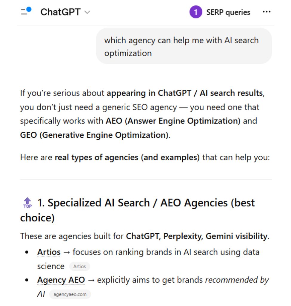 which agency can help me with ai search optimization
